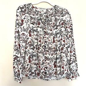 Lucky Brand Women’s White Floral Tie-Front Blouse